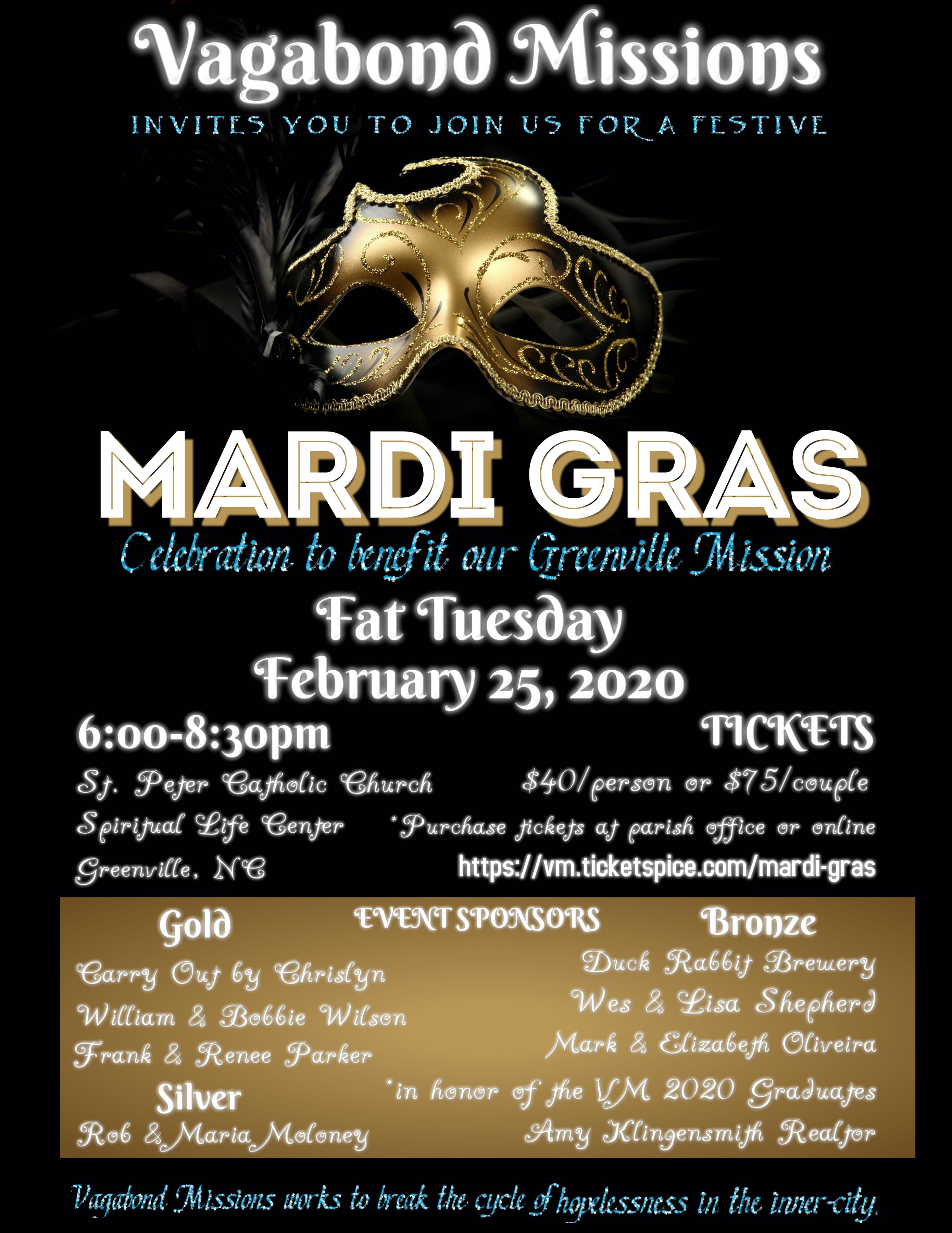Mardi Gras Dinner Benefitting Vagabond Missions